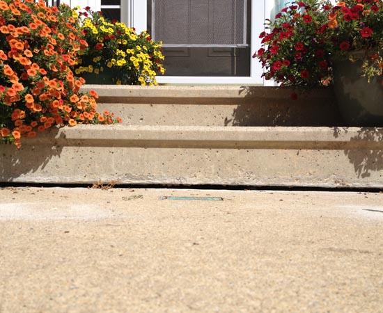 Before shot:  sunken slab in Massachusetts with a noticeable gap