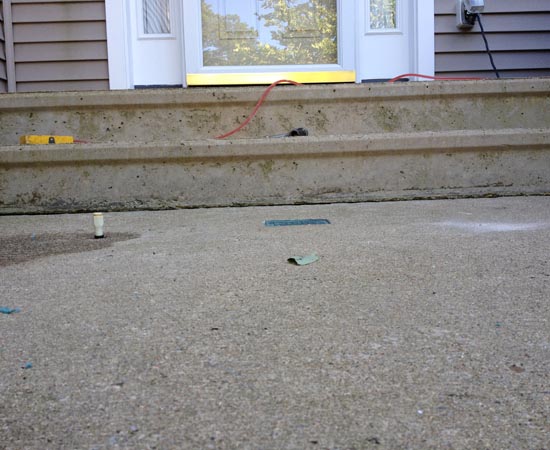 After image:  The concrete was quickly lifted through the slabjacking process