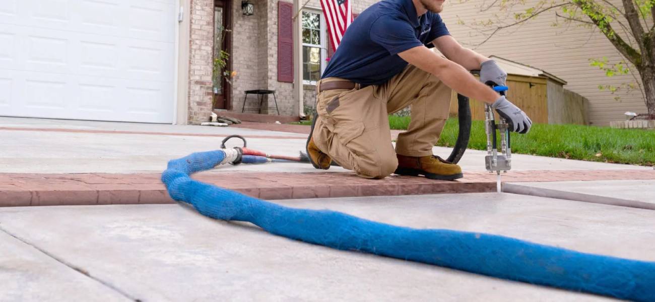 concrete lifting in a driveway