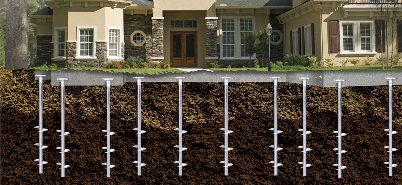 recycled steel helical piles under house